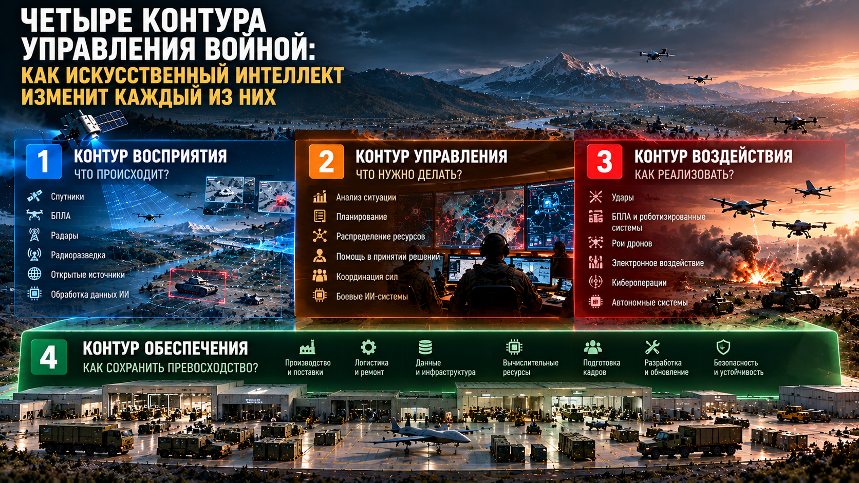 Четыре контура управления войной: как искусственный интеллект изменит каждый из них