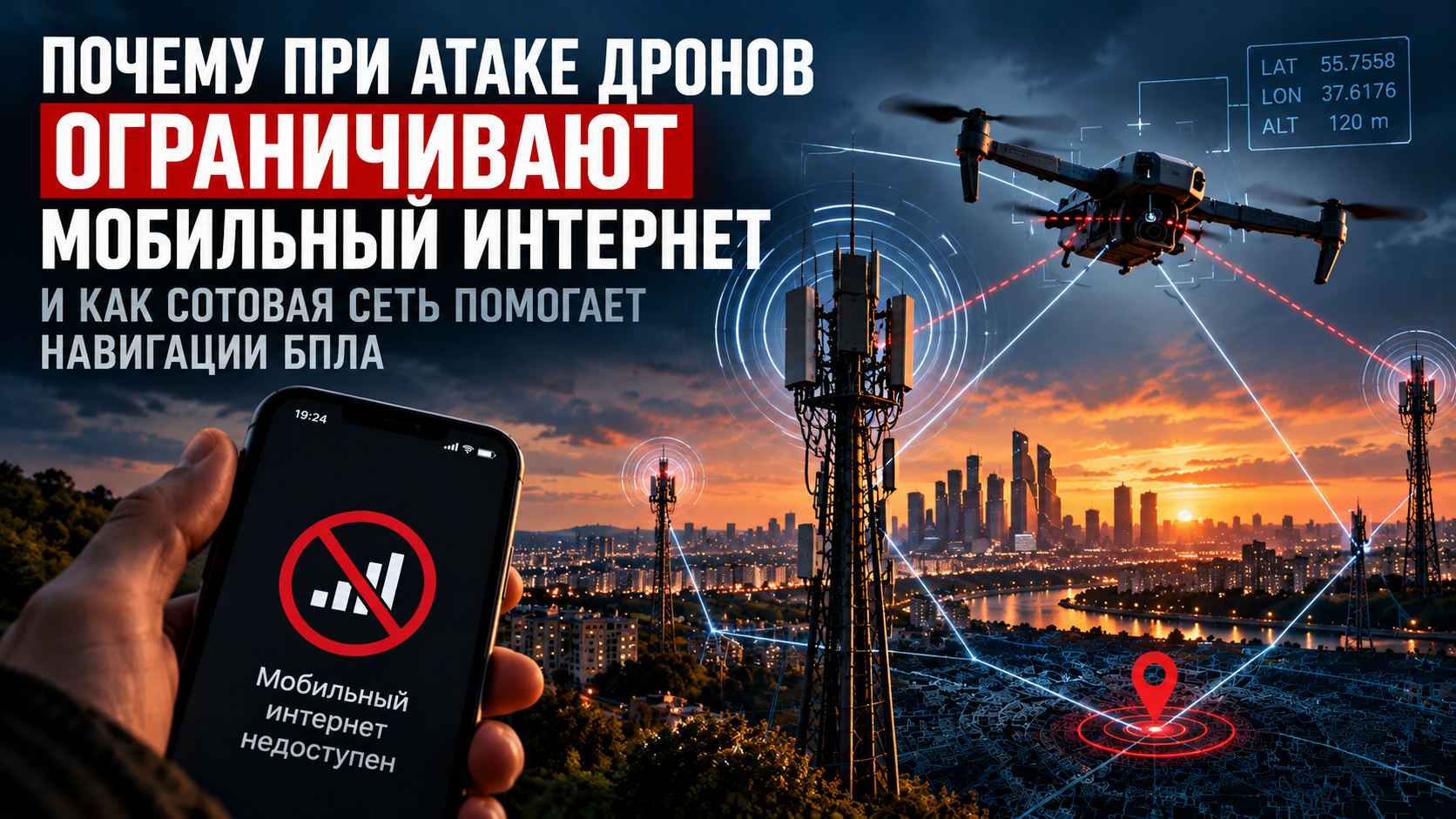 Почему при атаке дронов ограничивают мобильный интернет и как сотовая сеть помогает навигации БПЛА